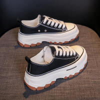 2025 Nuevos Zapatos Casuales de Lona Transpirable con Plataforma para Mujeres Estudiantes Pequeños Blancos - details 1