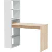 Escritorio con Estanteria Reversible, Mesa de Ordenador, Blanco Artik y Roble Canadiense, Modelo Duplo, Medidas: 120 cm (Ancho) x 53 cm (Fondo) x 144 cm (Alto) - details 3