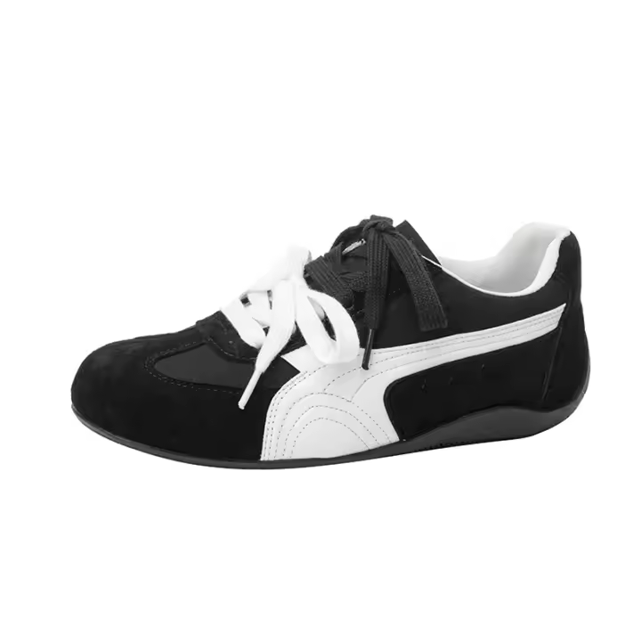 Cuero Ankola rojo casual zapatos de entrenamiento moral Forrest Gump zapatos nuevo retro cordones color coincidencia de cuero casual zapatos de mujer - 1