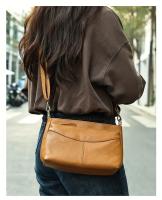 Bolso bandolera de cuero genuino para mujer - Correa ajustable, bolso de hombro extraíble con cierre de cremallera, diseño elegante de color sólido para uso diario, regalo perfecto para mamá, novia o regalo de cumpleaños, lindo bolso bandolera, bolso de m - details 4