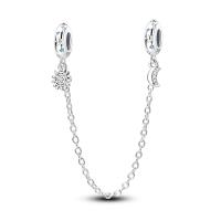 LAZA-cadena de seguridad de Plata de Ley 925 con forma de luna y estrellas, abalorio brillante para pulsera, joyería fina - details 0