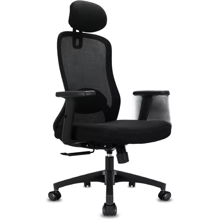 Escritorio, Silla Ergonómica con Reposacabezas, Reposabrazos, Función 90 ° -130 °   Respaldo Bloqueable, Ajuste de Altura, Silla Oficina Capacidad de Peso 150KG - 1
