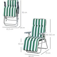 Plegables de Jardín Sillas de Gravedad Cero de Acero con Cojín Acolchado Respaldo Ajustable en 5 Posiciones y Reposapiés 60x75x50-102 cm Rayas Azul - details 19