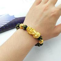 Pulsera de obsidiana Feng Shui para hombre y mujer, cuentas naturales reales, piedra negra, cobre puro, Buda Pixiu, amuleto de buena suerte, joyería - details 1