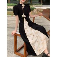 Vestido elegante de talla grande para mujer, nuevo estilo, Cheongsam mejorado, pintura de tinta Oriental, verano - details 31