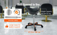 SucceBuy Taburete con ruedas, capacidad de peso de 400 libras, taburete ergonómico con ruedas, silla giratoria de cuero PU de altura ajustable para salón, spa, tatuaje, clínica, negro - details 2