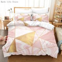 Conjunto de Cama de Mármol Rosa Dorado Cubierta de Edredón Moderna de Arte Abstracto - details 7