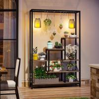 Soporte alto para plantas de interior de 5 niveles, estante de metal de 180 cm con 10 ganchos para colgar en S, estante de exhibición multiusos para bonsái de flores para interiores - details 12