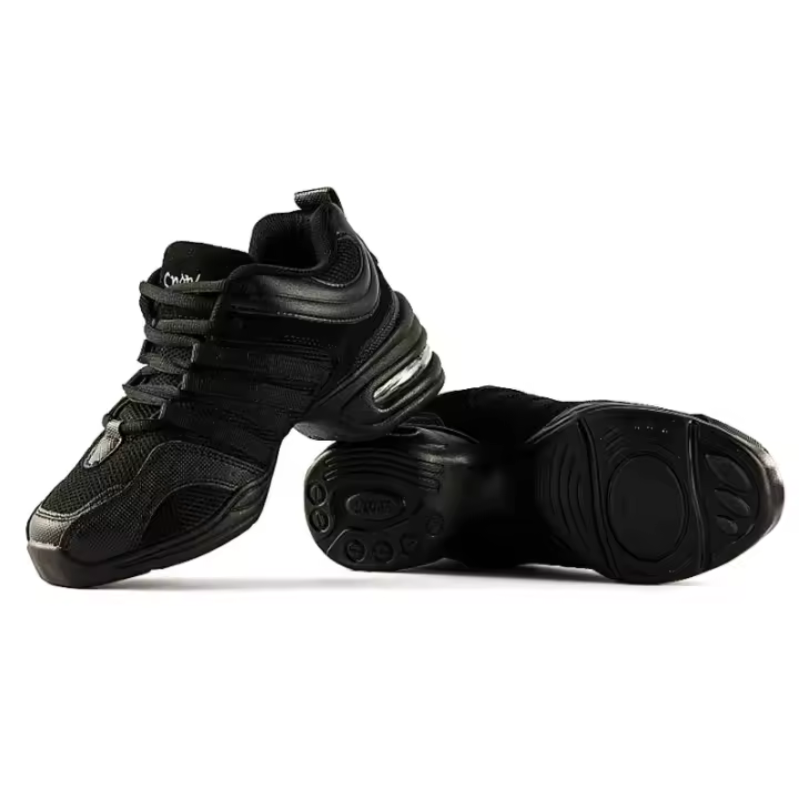 Zapatos de baile para mujer, tela de malla transpirable, zapatos de Jazz de suela blanda negra, zapatos de baile modernos cuadrados para Salsa - 1