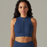 Hamidou-Sujetador deportivo con cremallera para mujer, Top de Yoga, chaleco de sudor, chaqueta de entrenamiento para correr, chaquetas sin mangas para correr, Tops cortos elásticos ajustados - details 41