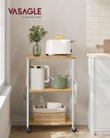 Estantería de Cocina con Ruedas, Carrito de Servicio de 3 Niveles, Estantería para Microondas, Horno, Tostadora, Marco de Metal con 6 Ganchos, Marrón Rústico y Negro KKS60XV1 - details 18