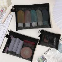Bolsas de cosméticos transparentes de malla, bolsa de maquillaje negra pequeña y grande, organizador de artículos de tocador de viaje portátil, bolsa de almacenamiento de lápiz labial, 1/3 Uds. - details 1
