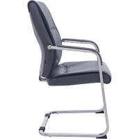 Ottomano de Estilo Cantiléver Diseño de Oficina con Brazo Reposador y Base Metálica Color Gris - details 2