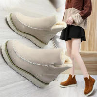Botines de algodón para mujer, botas de nieve cálidas de felpa con suela gruesa a la moda para invierno 2023 - details 2