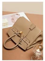 Bolso de hombro de cuero para mujer, bolso Kelly, Lychee Platinum, versátil, regalo para niñas, accesorios para atuendo, moda - details 11