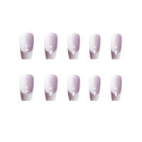 Uñas postizas reutilizables para el hogar, uñas prensadas púrpuras degradadas, dulces y encantadoras, uso de manicura DIY - details 0