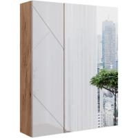Armario con espejo de baño "Irma", Goldkraft roble/blanco alto brillo, 60 x 75 cm - details 0