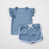 Conjunto De Verano Para Bebé Niña 2024 Shorts Y Camiseta Cómodo Transpirable Ropa De Casa Estilo Casual Sin Mangas Cuello Redondo - details 36