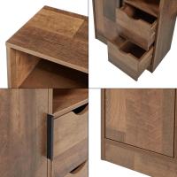 Mueble auxiliar de baño con 4 compartimentos, 2 cajones, armario midi con puerta, mueble bajo para dormitorio, aglomerado, tirador de metal. - details 4