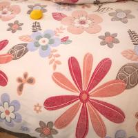 Sábana de Terciopelo Cálido Coral para Invierno con Estampado de Flor Hueso de Couette Suave y Grueso 240x220 - details 2