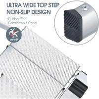 Peldaños de Aluminio, Escalera Pequena Plegable Segura de Hogar con Mecanismo Antiplegado, Taburete Escalera Portatil para Cocina Domestica, Peso Máximo 150kg, Negro - details 16