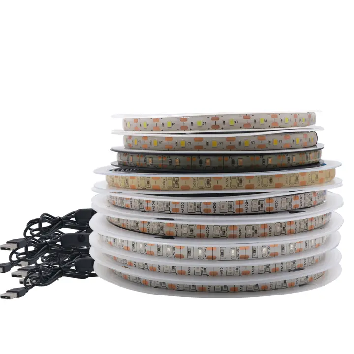Tira de luces LED con interruptor, cinta de luz impermeable Flexible, 5V, USB, SMD2835, 60Led/m, para iluminación de dormitorio y retroiluminación de TV - 1