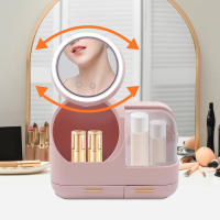 Organizador de maquillaje, vitrina de almacenamiento de cosméticos, estante de encimera rosa con 3 colores claros, 31x22x37,5 cm/12,2x8,66x14,76 pulgadas - details 2