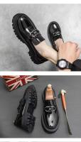Zapatos casuales de cuero de vestir de diseñador para hombre, fáciles de usar, talla grande, nueva punta redonda alta - details 7