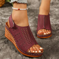 2025 Sandalias de Velcro Ligeras y Huecas de Estilo Nuevo de Verano para Mujeres Sandalias de Cuña para Mujeres - details 1