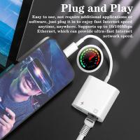 Adaptador 2 en 1 de Red Ethernet Carga Port Compatible con iPhone/iPad/iPod Conversor DC-DC Metal - details 3