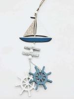 Colgante de decoración para colgar en la pared de barco de peces pequeños de madera de estilo marino, regalos creativos, artesanías de viento oceánico, decoración del hogar - details 2