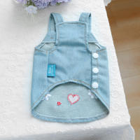 Ropa De Mascota 1PC Primavera Otoño Falda De Denim Con Flores Y Suspensión Para Perros De Tamaño Pequeño Y Medio - details 16