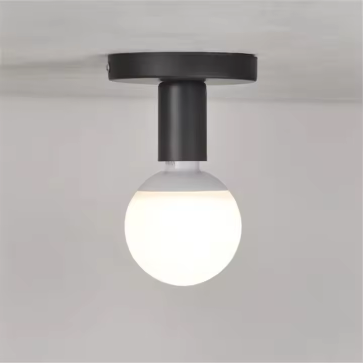 Soporte De Lámpara E27 Negro Minimalista Industrial Retro Para Pasillo Habitación Armario Base De Lámpara De Techo Iluminación - 1