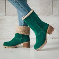 Botas de nieve de gamuza con tacón grueso de tubo medio europeo y americano de otoño e invierno para mujer Botas de algodón para mujer - details 8