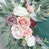 Kit de flores artificiales para arco de boda, eucalipto azul Rosa polvoriento bohemio para decoraciones de boda, letrero de bienvenida, 1 Juego - details 7