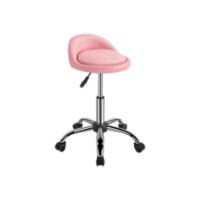 Taburete redondo giratorio de piel sintética para oficina, silla de oficina con ruedas, altura ajustable, silla de trabajo rosa. - details 6