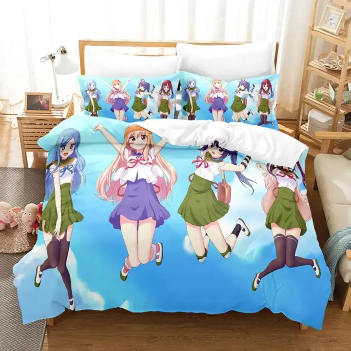 Conjunto de Ropa de Cama de Anime 3D Cubierta de Edredón, Funda de Almohada, Ropa de Cama de Poliéster para Cama Doble, Plena, Rey - 1