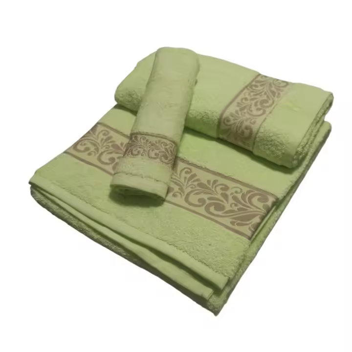 Juego de Toallas Baño Verde Manzana – 3 Piezas de Lujo |   100% Algodón Portugués |   500 gramos/m - 1