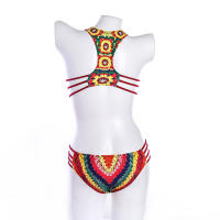 Traje de Baño de Tela Adhesiva de Una Pieza Floral Monokini sin Espalda de Corte Alto - details 10