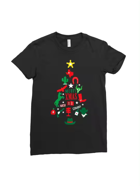 Camiseta de Navidad Suave y Cómoda Cuello Redondo Manga Corta Material de Algodón - 1