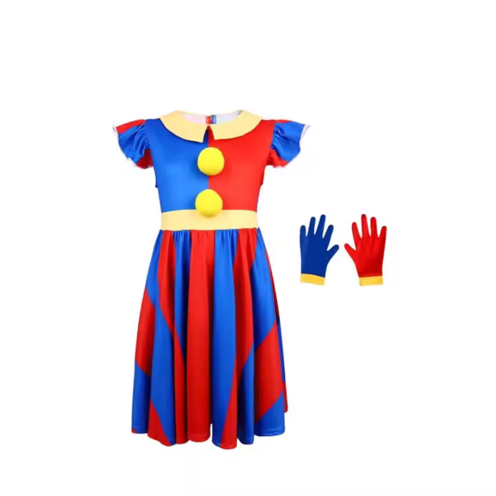 Vestido de cosplay de circo con números mágicos de Halloween para mujer, disfraz de Pomni para actuación en escenario - 1