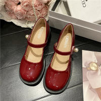 Nuevo francés retro boca ligera perla cabeza redonda tacón grueso tacón alto zapatos Mary Jane - details 7