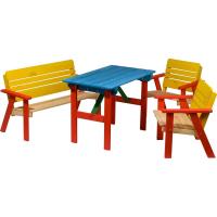 Asiento para niños fijado para Cuatro niños, como Conjunto de Estar con Mesa de Picnic o en el Casino, la Madera fsc, 90 x 85 x 45 cm, Colorido - details 10