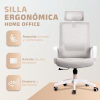 Oficina Ajustable y Reclinable con Soporte Lumbar, Reposacabezas Ajustable, Malla Transpirable, Ruedas Giratorias 360 °   Soporta hasta 100kg (Gris) - details 2