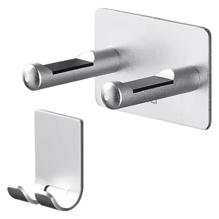 Soporte de pared para secador de pelo, estante de almacenamiento para baño, soporte plateado - 1