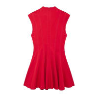 TRAFZA-vestido plisado con cremallera en la espalda para Mujer, minivestido de fiesta informal, sin mangas, liso, elegante - details 5