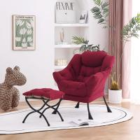 Silla perezosa con otomana, silla moderna con reposabrazos y bolsillo lateral, sillón de lectura con reposapiés para espacios pequeños, color verde afelpado - details 12