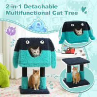 PAWZ Road 2 en 1 Árbol para gatos con postes rascadores de sisal, condominio acogedor, pequeño árbol para gatos de interior, linda casa de cama para gatos, juguetes para mascotas - details 5