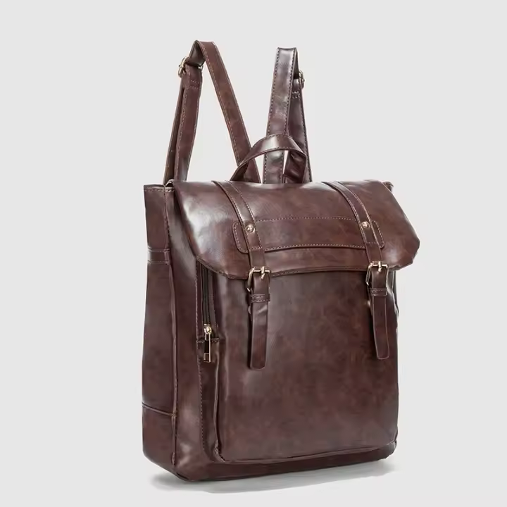 Mochila Mochila Estilo Universitario Bolso Retro De Cuero Suave Para Mujer Bolso Escolar Informal De Gran Capacidad - 1