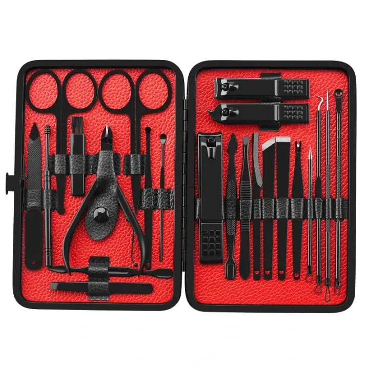 Juego de cortaúñas de 23 piezas, herramienta de manicura profesional, herramienta para el cuidado de los pies, Kit de aseo para el cuidado de las uñas con lujoso estuche de viaje, regalos - 1